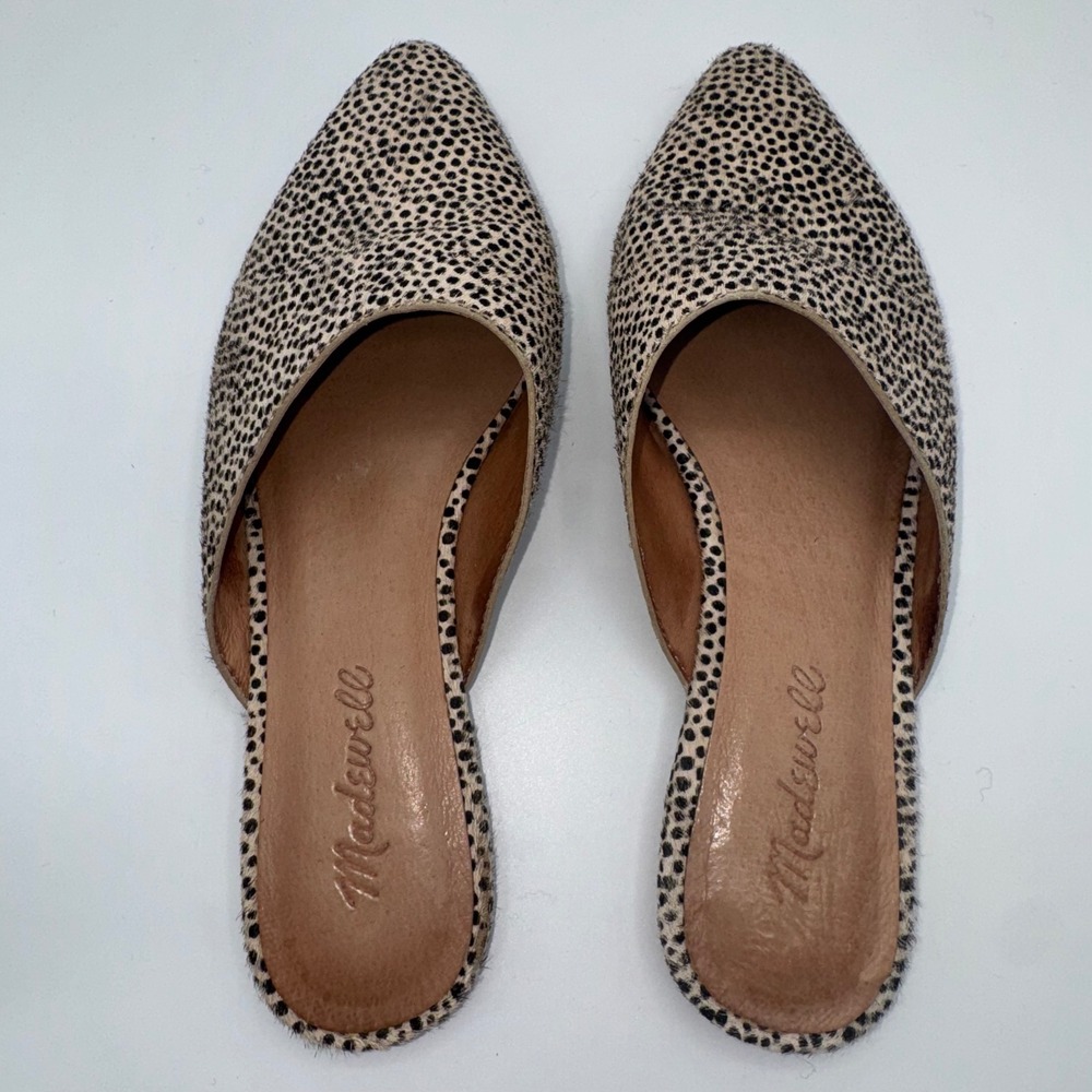 Madewell Remi Loafers Women's 6.5 Pointed Toe Calf Hair Mules Flats Cheetah - Picture 8 of 12